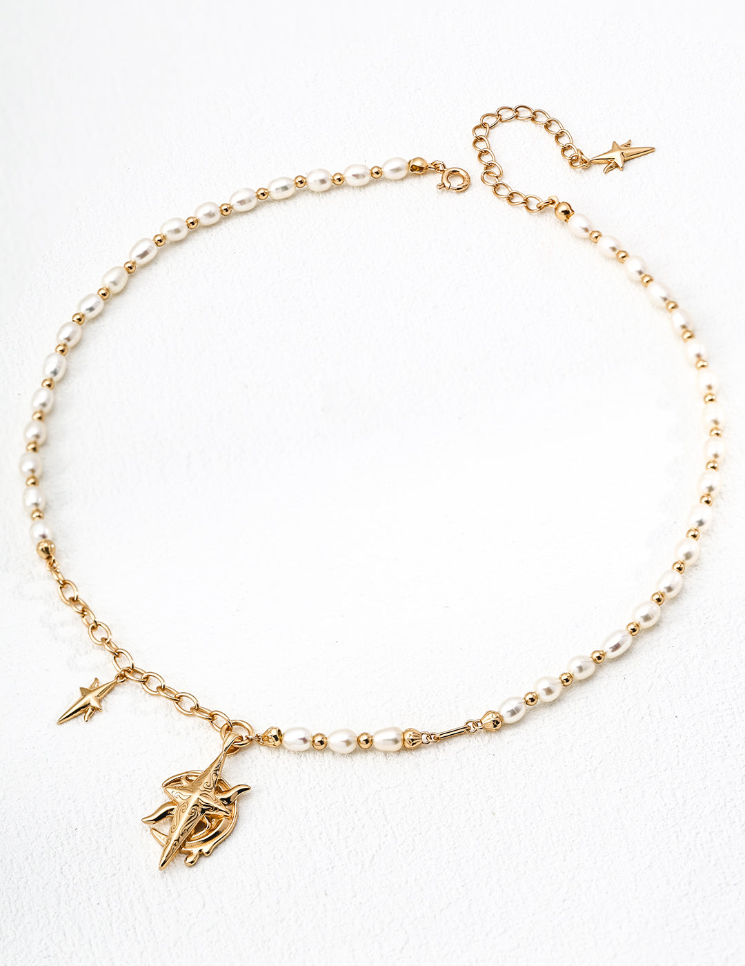 S925 Sterling Silver Vintage Pearl Necklace - "Luna Prophecy" - Mystic Moon & Star Tarot Jewelry
