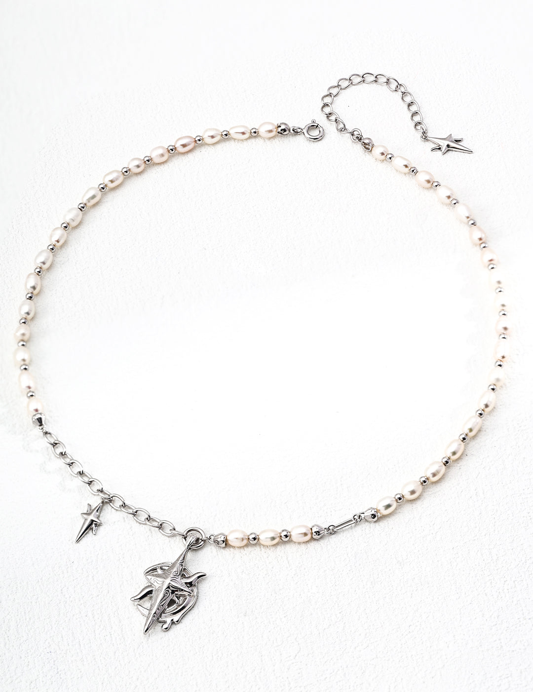 S925 Sterling Silver Vintage Pearl Necklace - "Luna Prophecy" - Mystic Moon & Star Tarot Jewelry