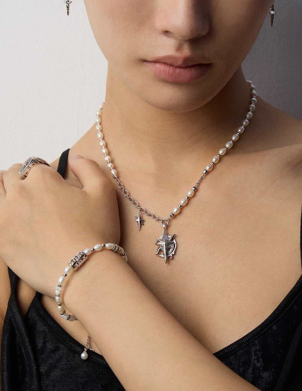 S925 Sterling Silver Vintage Pearl Necklace - "Luna Prophecy" - Mystic Moon & Star Tarot Jewelry