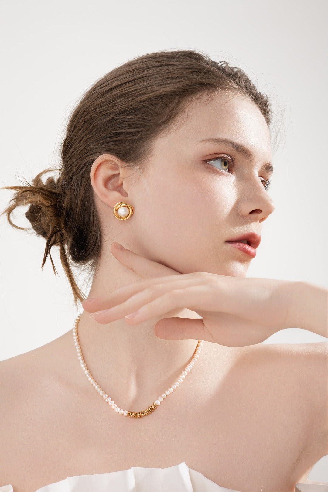 S925 Sterling Silver Natural Pearl Earrings – Handcrafted Wire-Wrapped Dangle Jewelry for Women, Elegant Gift Set