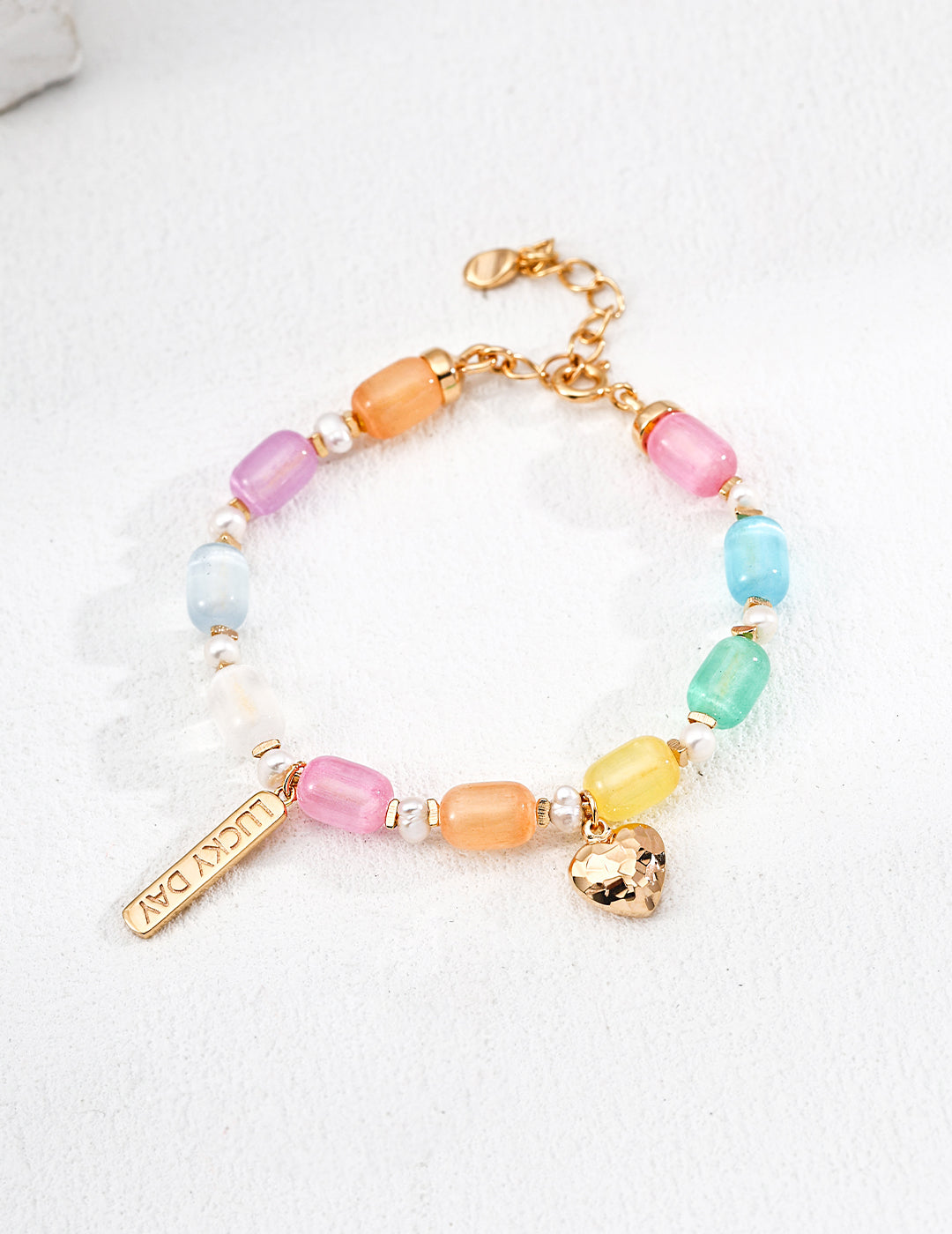S925 Sterling Silver Fresh Simple Colorful Barrel Beads Natural Pearl Bracelet