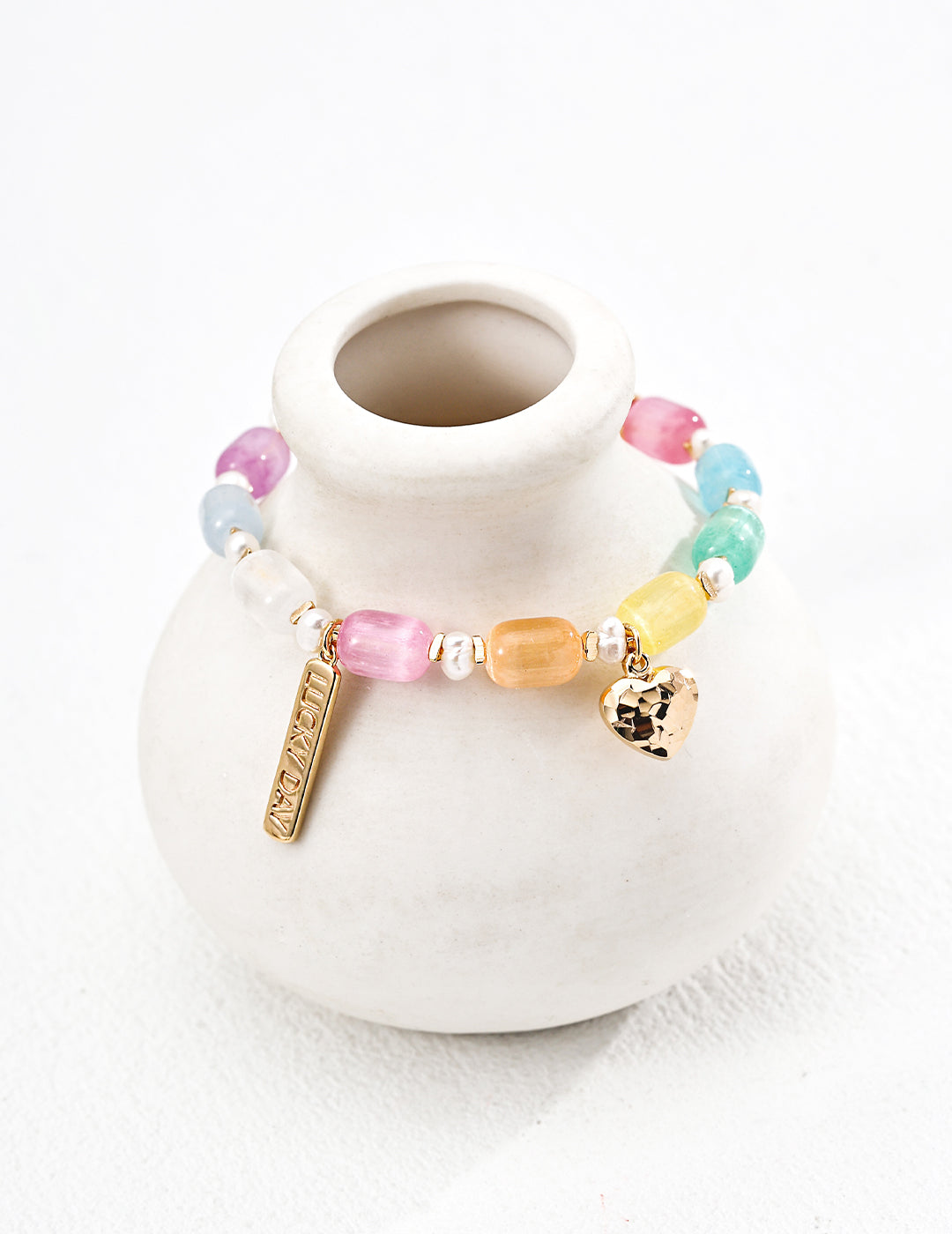 S925 Sterling Silver Fresh Simple Colorful Barrel Beads Natural Pearl Bracelet