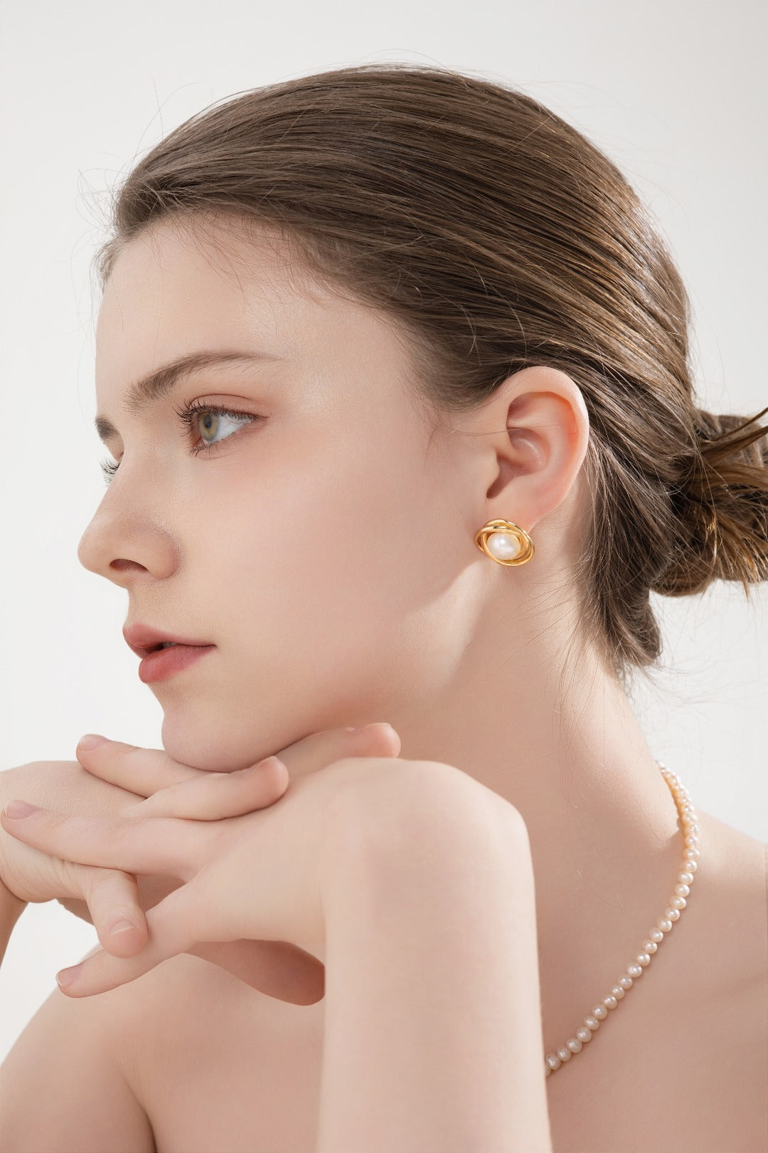 S925 Sterling Silver Natural Pearl Earrings – Handcrafted Wire-Wrapped Dangle Jewelry for Women, Elegant Gift Set