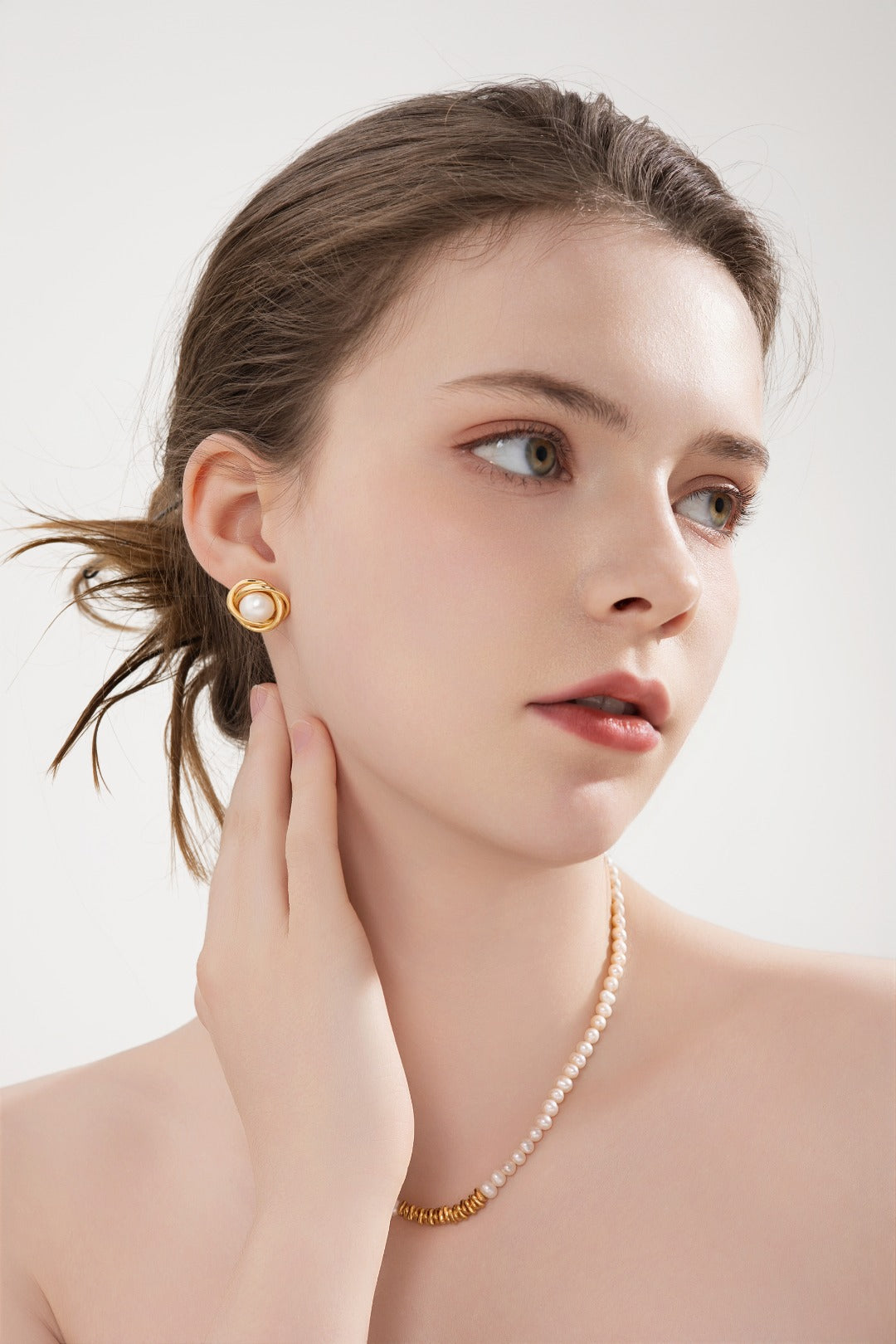 S925 Sterling Silver Natural Pearl Earrings – Handcrafted Wire-Wrapped Dangle Jewelry for Women, Elegant Gift Set