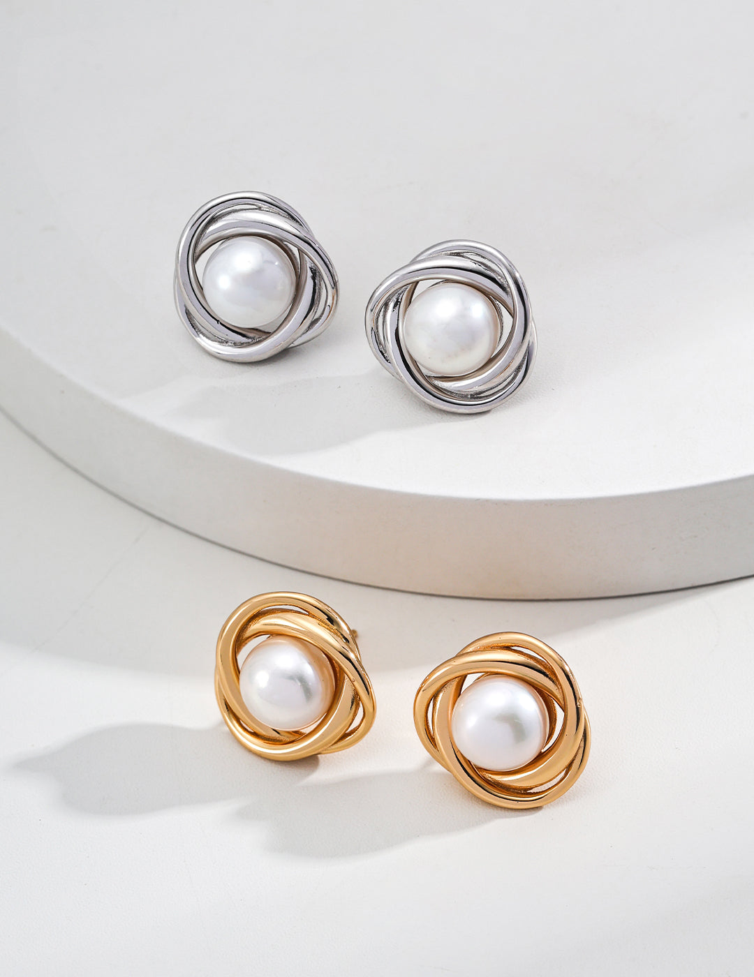 S925 Sterling Silver Natural Pearl Earrings – Handcrafted Wire-Wrapped Dangle Jewelry for Women, Elegant Gift Set